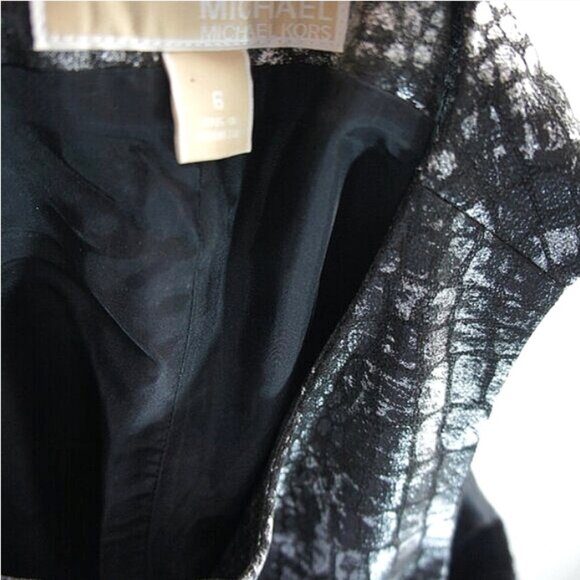 MICHAEL KORS Silver & Black Metallic Snake Zip Front Sheath Dress size 6 - Picture 2 of 4